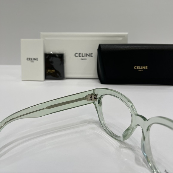 CELINE Bold 3 Dots CL50132i 093 Transparent Mint Green Cateye Eyeglasses - Picture 5 of 6